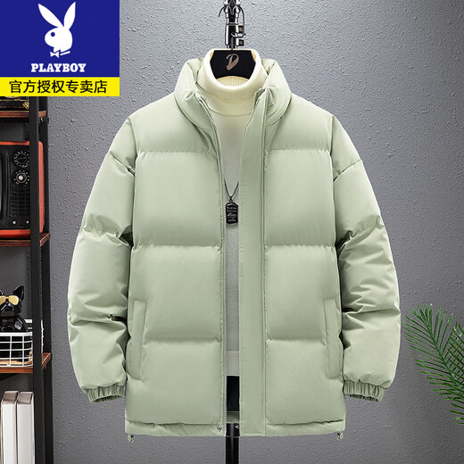 Playboy Down Jacket Men's Winter Thickened Jacket Cotton Warm Jacket Plus Size Fat Men's Cotton Jacket 9988 Black Stand Collar XL 130-145Jin Jin is equal to 0.5 kg