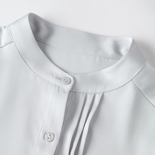 Late White New Product French Satin Versatile Shirt Women's 2025 Temperament Shirt Versatile Top Silver Gray L