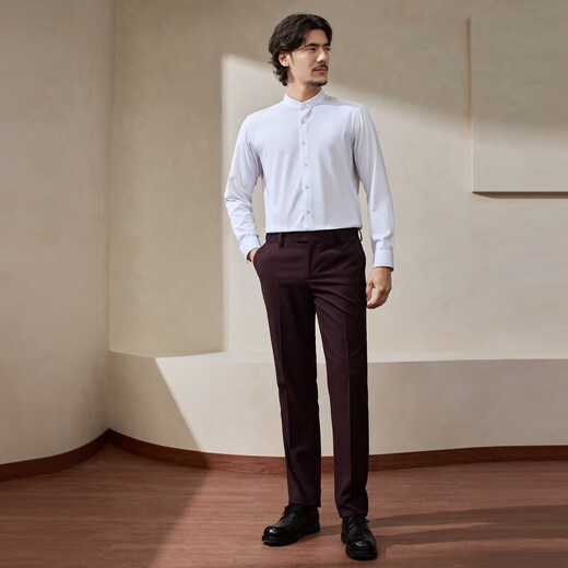 Qipai Chinese Stand Collar Suit Men's 2025 Autumn and Winter New Business Casual Mao Suit Wedding Dress Suit Maroon M (170) B46