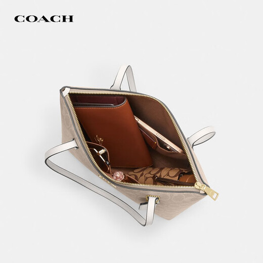 COACH brand direct supply women's bag FIONA shoulder zipper tote bag CBT18 sand yellow Christmas gift