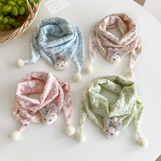 Children's scarf, baby triangle scarf, thin autumn and winter scarf for boys and girls, neck gaiter, cute baby skin-friendly, blue panda