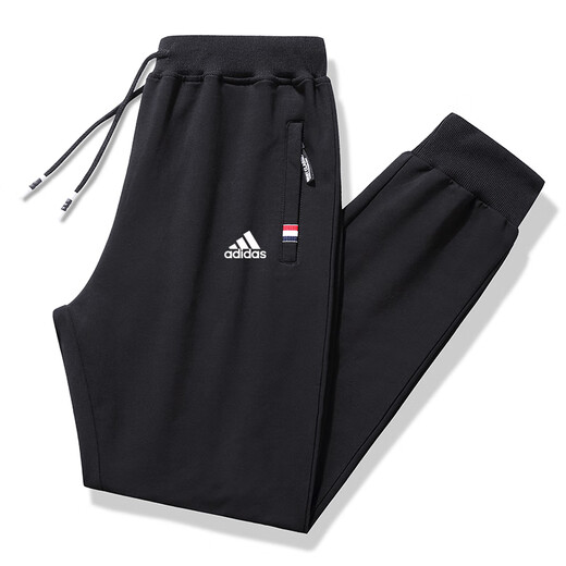 TERREX SKYCLIMB Adidas clover cotton sweatpants men's casual spring, autumn and winter pure cotton loose large size versatile sweatpants with velvet AD2009 black angled pants XL