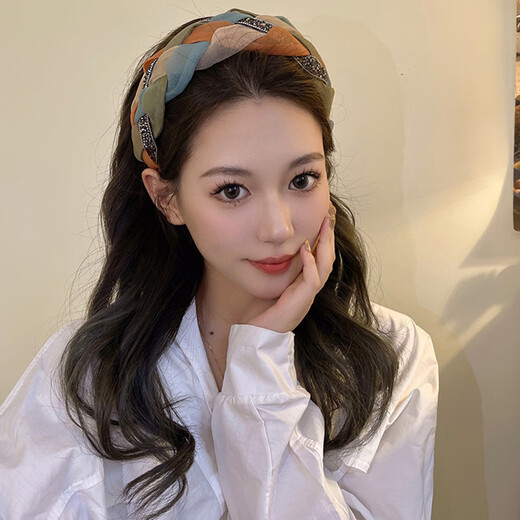 Xiangwan headband, retro blue and orange headband, high skull headband, feminine hairpin, high-end, versatile hairband, outer hair accessory