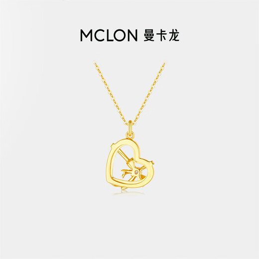 Mankalong 18K gold necklace heart-warming gift necklace love peach heart bow zircon gift for girlfriend heart-warming gift necklace