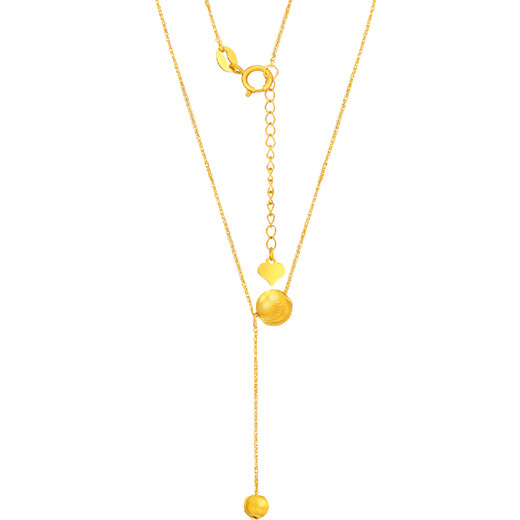 Beijing Gold Trading Center Co., Ltd. 18k gold gold necklace round ball beads tassel clavicle chain necklace birthday Valentine's Day gift for girlfriend and wife about 1g