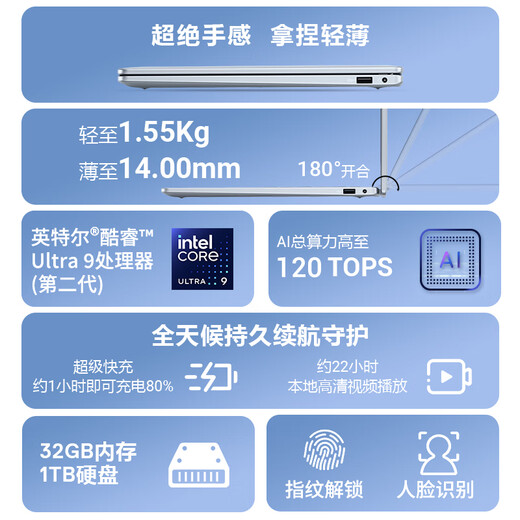 Dell laptop state subsidy DELL 14Plus 2nd generation Core Ultra 9 14-inch high-performance thin and light notebook AI office (32G 1T 2.5K 120Hz)