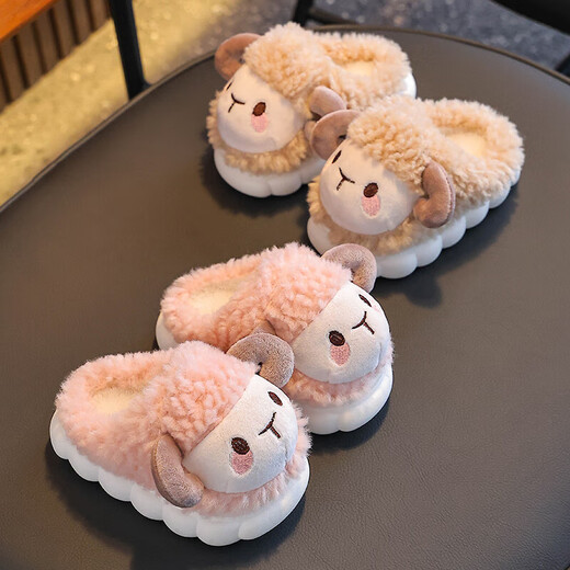 冬季儿童棉拖鞋女童2025新款保暖加绒毛毛男孩卡通宝宝包跟居家鞋 天蓝拖鞋 12 26/27码(鞋内长16CM适合脚长15