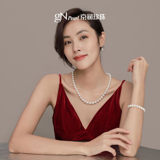 Pearl first perfect round high intensity freshwater pearl necklace temperament jewelry official women's P 7 o'clock 3-8 o'clock 3mm42cm925 stick buckle