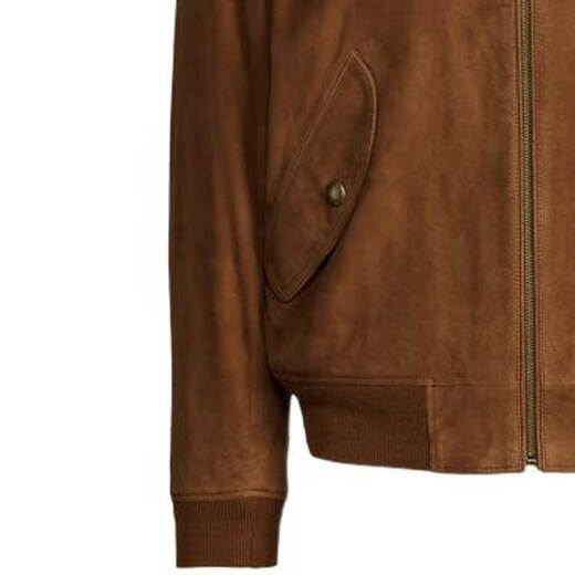 RALPH LAUREN Ralph Lauren SS22 solid color zipper cashmere leather casual long-sleeved leather jacket for men brown brown M