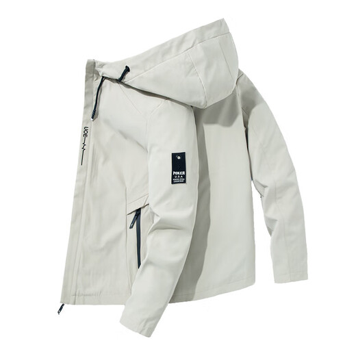 Cotton Jacket Men's Spring and Autumn New Waterproof Thin Windbreaker Outdoor Fishing Four Seasons Mountaineering Wear Trendy Jacket Men Black 2XL