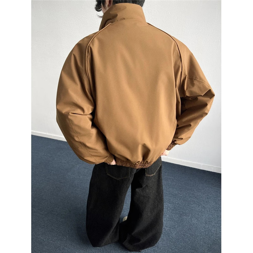 Lifeng American three-proof stand-up collar flight jacket cotton jacket men's winter thickened down jacket cleanfit short cotton jacket gray upgraded style (cotton jacket) L (suitable) 115-130Jin Jin equals 0.5 kg