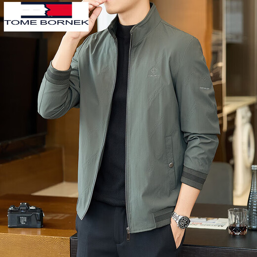 TOME BORNEK2025 New Spring and Autumn Jacket Men's Spring and Autumn Men's Middle-aged Dad Stand-up Collar Jacket Men's Early Autumn Khaki XL