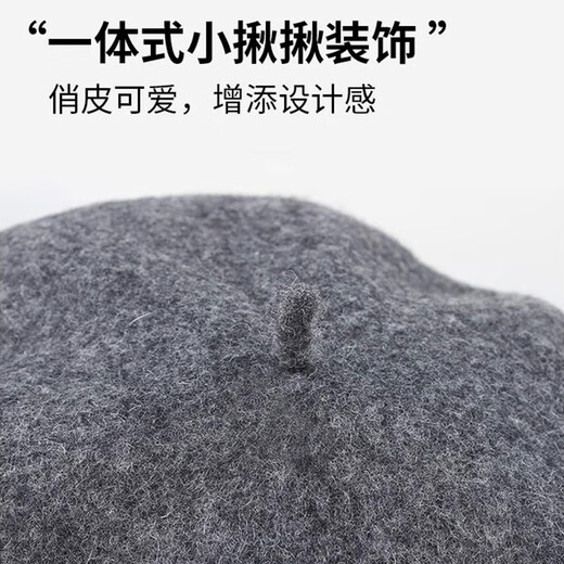 JEEP Hat Women's Autumn and Winter Beret Fashionable and Versatile Korean Style Large Head Circumference Showing Face Small Peaked Cap Painter Hat Newsboy Hat Boya Black Fashionable and Versatile/Daily Face Showing Small One Size