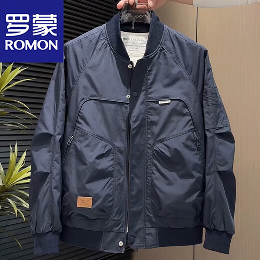 Romon Jacket Spring and Autumn Men's High-end 2025 Latest Baseball Jacket Casual Work Wear Trendy Upper Clothes 1X16/1920 Rice White XL Recommended 135-150 Jin Jin equals 0.5 kg