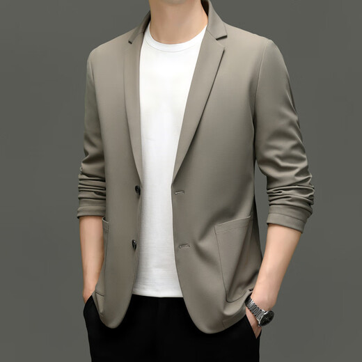 JOEONE high-end casual suits for men 2025 new spring and autumn business casual jackets fashion slim suits black M recommended 100-125 Jin Jin equals 0.5 kg