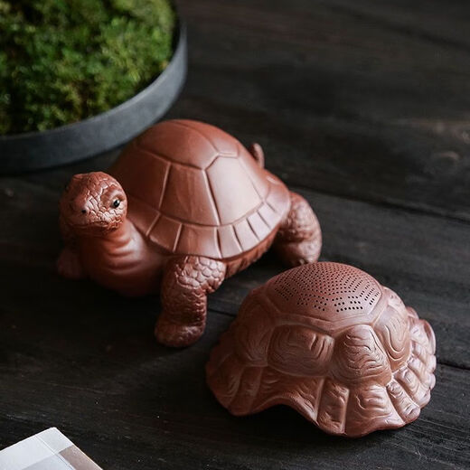 Tea Pet Lucky Turtle Purple Sand Turtle Tea Leak Filter Integrated Desktop Water Separator Ceramic Ornament Style Twenty-Four Treasures (Purple Clay Circle)