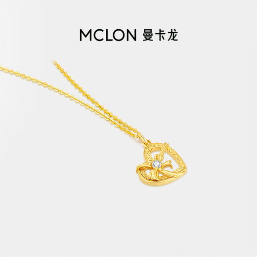 Mankalong 18K gold necklace heart-warming gift necklace love peach heart bow zircon gift for girlfriend heart-warming gift necklace