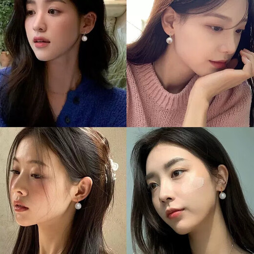 Natural freshwater pearl earrings for women 999 sterling silver high-heeled shoes ear hook earrings light luxury high-end everyday versatile 999 high-heeled shoes silver ear hook 10mm pair