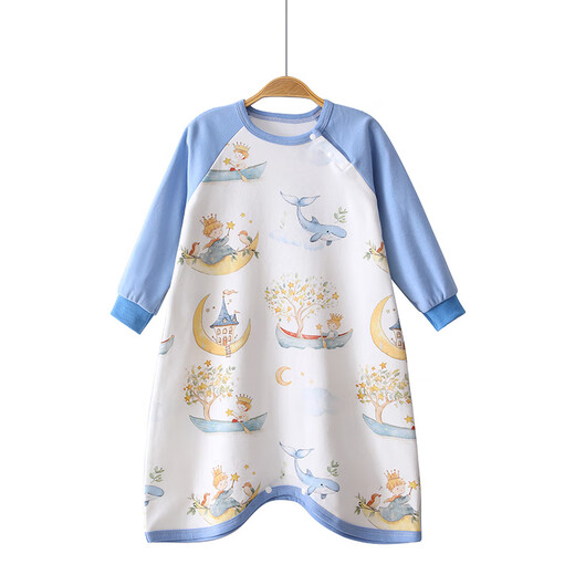 Pure cotton children's home clothes pajamas newborn baby nightgown baby sleeping bag spring and autumn and summer thin anti-kick quilt artifact long-sleeved spring and autumn cat belly cotton Dream Penguin 90 Recommended height 80-90cm