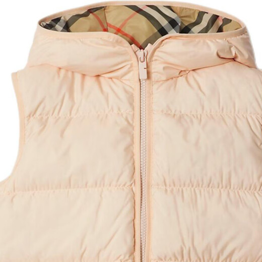 BURBERRY Down Vest FW24 Solid Color Hooded Plaid Sleeveless Vest Light Pink Children's Style Light Pink One Size 10Y