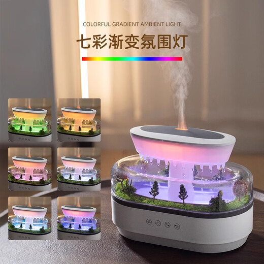 South Sandwich Aromatherapy Machine Automatic Fragrance Machine White Noise Humidifier Desktop Micro Landscape Home Bedroom Silent Colorful Ambience Light Large Fog White Noise Aromatherapy Humidifier Simulated Raindrops + Micro Landscape + Birthday Packaging, Gift Bag