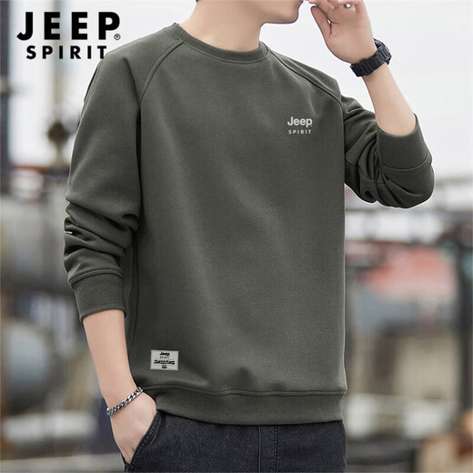 JEEP SPIRIT Jeep sweatshirt men's autumn round neck long-sleeved T-shirt men's loose pullover top slim bottoming shirt men's clothing