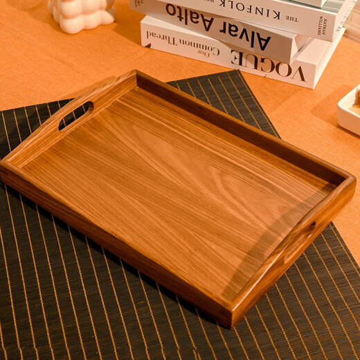 Japanese simple rectangular tea tray small and large wooden earwood tray tea table accessories kungfu tea set tray ebony wood-curved ear tea tray 34.5*24.5cm
