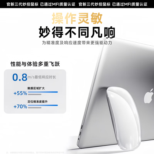 UKX【美国MFI认证】妙控鼠标键盘适用于苹果ipad平板MacBook笔记本电脑台式air无线蓝牙键鼠套装静音 【妙控鼠标-苹果白】MFI质量认证原版妙控手势 顶配同芯【官新1:1还原妙控手势】