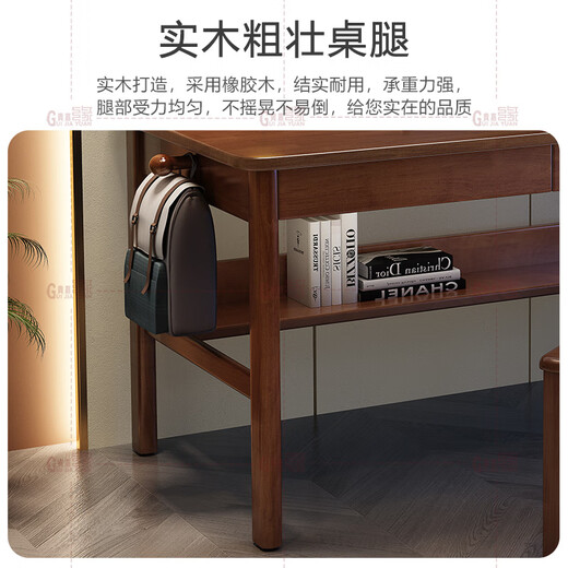 Guijiayuan solid wood desk and bookcase combination study table with bookshelf integrated writing desk desktop computer table study furniture solid wood color solid wood, stable and durable 0.8m desk single drawer
