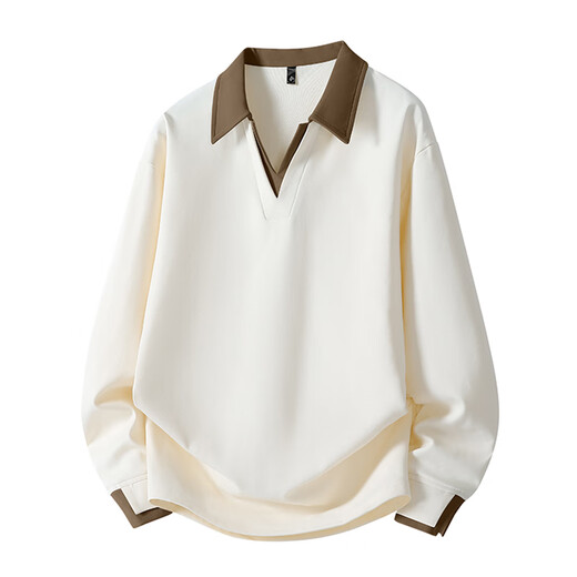 Catman American lapel color-blocked long-sleeved sweatshirt for men 2025 autumn and winter new loose casual fake two-piece top black 2XL