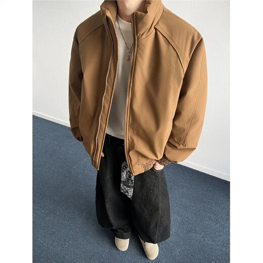 Lifeng American three-proof stand-up collar flight jacket cotton jacket men's winter thickened down jacket cleanfit short cotton jacket gray upgraded style (cotton jacket) L (suitable) 115-130Jin Jin equals 0.5 kg