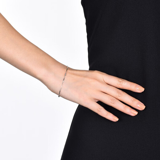 Chow Sang Sang Pt950 platinum round beads white gold platinum bracelet women's bracelet 33568B pricing 17 cm