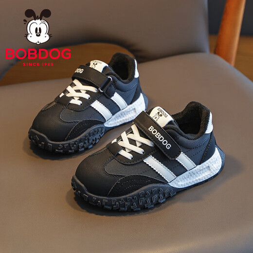 BOBDOG children's shoes, boys' winter comfortable and warm running shoes, casual and versatile children's sports shoes 106555082 black/meter 30