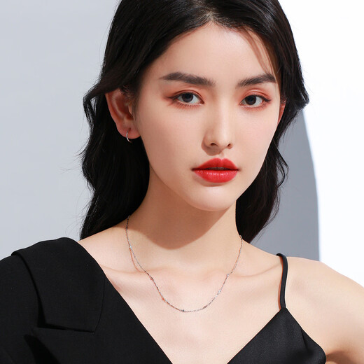 Wanfulong genuine new platinum pt950 necklace simple and versatile clavicle chain platinum shining plain chain for gift platinum pt950 46cm 6.89g
