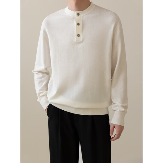 TLXT International first-line brand autumn and winter men's new style 2025 Henry collar simple sweater men's casual commuting sweater half black M