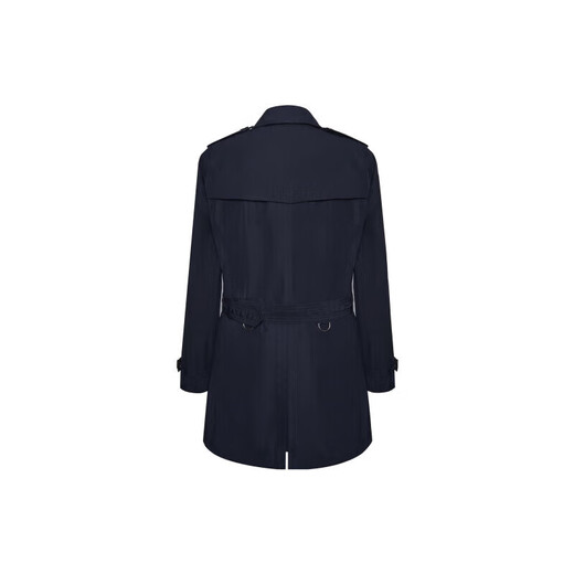 博柏利（BURBERRY）新年礼物纯色系带双排扣长袖风衣男款深蓝色 S