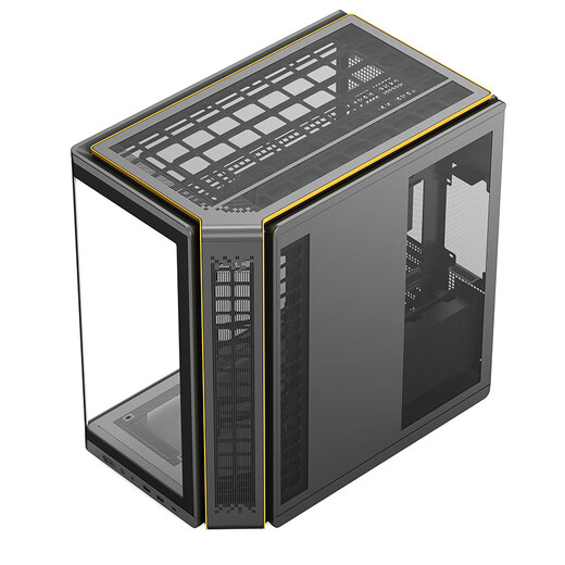 Patriot Star Canchen screen display version Sea view room chassis desktop ATX curved glass 360 water-cooled gaming computer large chassis Chen screen display version black + 8 prism 4Pro fans