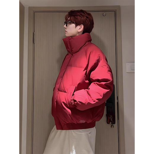 Cantu American short down cotton coat men's winter stand-up collar tie-dyed cotton coat cleanfit advanced bread coat cotton coat camel XL