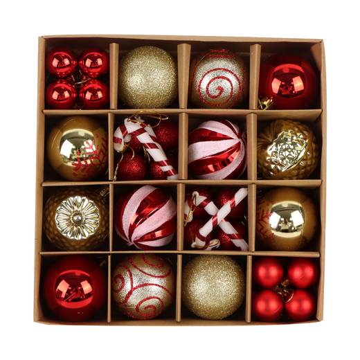 Extreme Space Christmas decorations, Christmas tree decoration pendants, Christmas balls, colorful ball hangings, scene layout, 40 gold and red balls