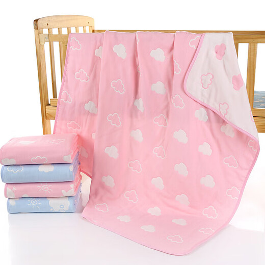 Mufan (mufan) towel quilt pure cotton 6-layer gauze baby blanket Class A newborn child baby air-conditioned quilt student nap blanket Crown powder 150*200cm