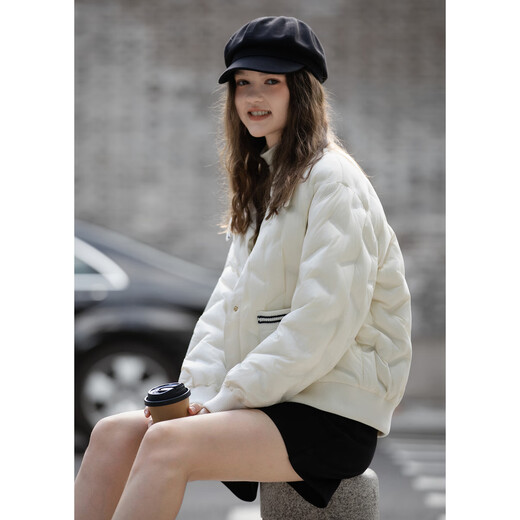 TonLion 2025 Winter Women's Lapel Different Material Splicing Small Fragrance Style Short Down Jacket