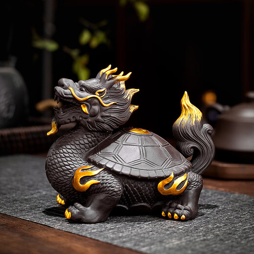 Ceramic Dragon Turtle Ornaments Dragon Turtle Office Porch Desktop Ornaments Chinese Home Decorations 2025 Purple Sand Large Dragon Turtle