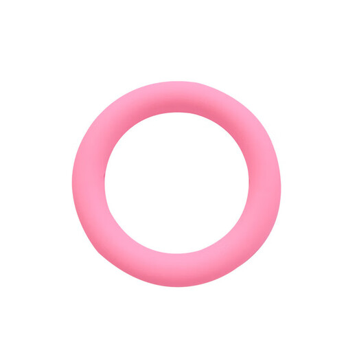 Silicone teether food-grade hole-shaped circle ring bite gum for babies during the oral period to prevent falling off and bite, light pink
