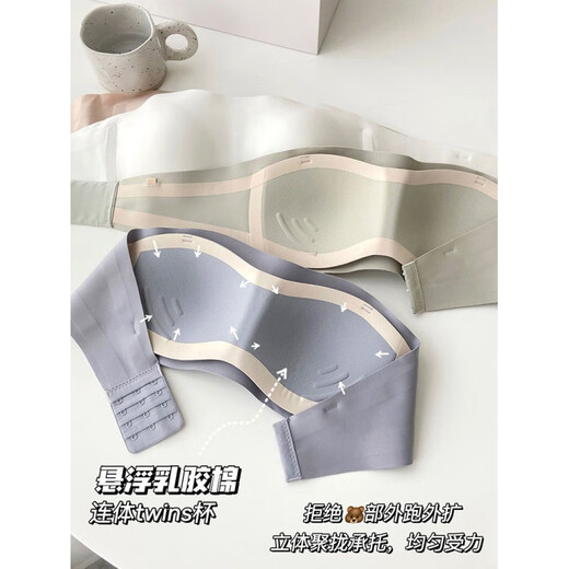 Sturdy strapless women's underwear, non-slip push-up strap type, seamless invisible bra, small breasts, thin wind, white S recommendation 32_70ABC