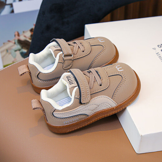 Tyrannis Yangma recommends 2025 spring and autumn new infant leather casual sports shoes for 0-1 year old 2 girls soft sole anti-khaki color 16_inner length 11.5cm