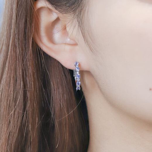 GEM STONE KING 1.82 carat tanzanite earrings for women 925 silver group inlaid with colorful gems full of diamond earrings for women as gifts for girlfriends