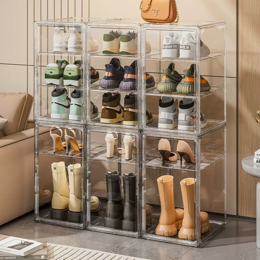 Yusenyi shoe box long boots storage box fully transparent anti-oxidation and dustproof artifact to store Martin boots space-saving shoe cabinet Big Mac horizontal single layer (for short boots) Big Mac horizontal single layer (for short boots)