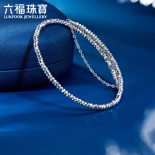 Lukfook Jewelry Platinum 950 Sky Stars Carved Beads Elastic Oval Royal Princess Bracelet Platinum Bracelet Price HEP0003DS 7.44g (including labor cost 766 yuan)