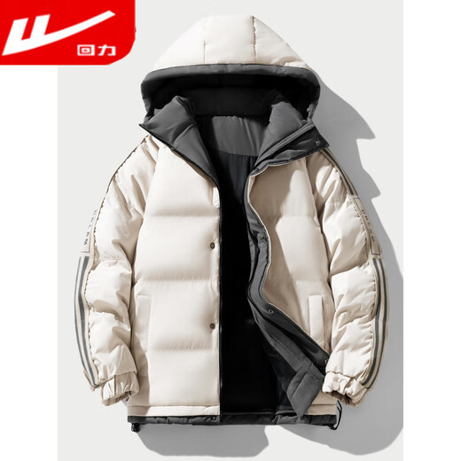 Pull-back cotton-padded jackets for men in autumn and winter plus velvet and thickened jackets 2025 New Youth Warm Cotton-padded Jackets for Boys Khaki 1 Upgraded Cotton and Thickened Off-white Same Color M Height 158-168cm Weight 90-105 Jin Jin is equal to 0.5 kg