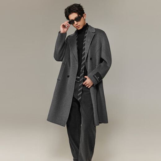 CABBEEN double-sided double-smooth woolen coat for men, simple, neat, capable, casual, fashionable, loose winter coat
